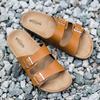 Fashion New Leather Cork Flip-flops Male Couple Retro Summer Wear Muller Slippers Fashion Casual Beach Sandals
