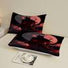 3pcs Fitted Sheet Set Samurai Warrior 3D Printed Red Moon And Shadow Bed Sheet With Pillowcases For Bedroom Decor