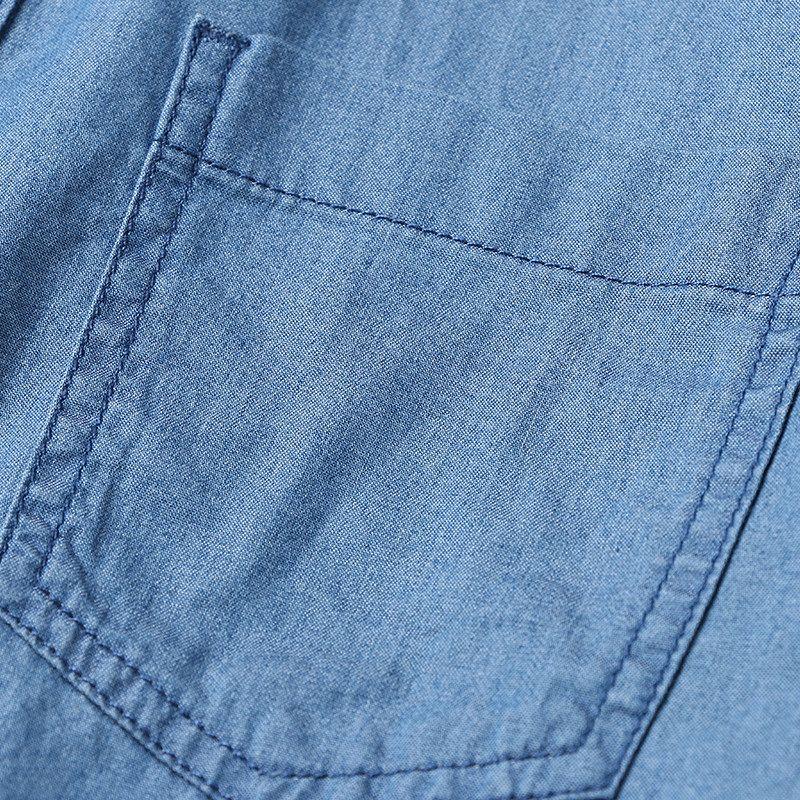 Foreign Trade Short Sleeve Japanese Tencel Denim Shirt