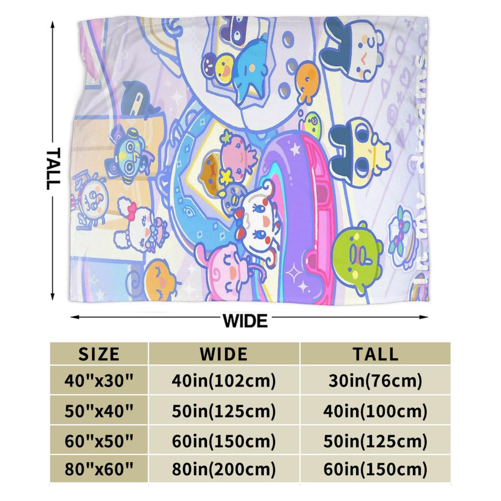 Cartoon Cute Tamagotchis Blanket Fleece Spring Autumn Multi-function Super Warm Throw Blankets for Sofa Car Bedspreads