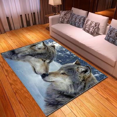 Alfombras con estampado 3D de lobo y animales de dibujos animados, alfombra suave para el hogar, alfombras de juego para niños, alfombras decorativas para habitación de niños, alfombra para sala de estar