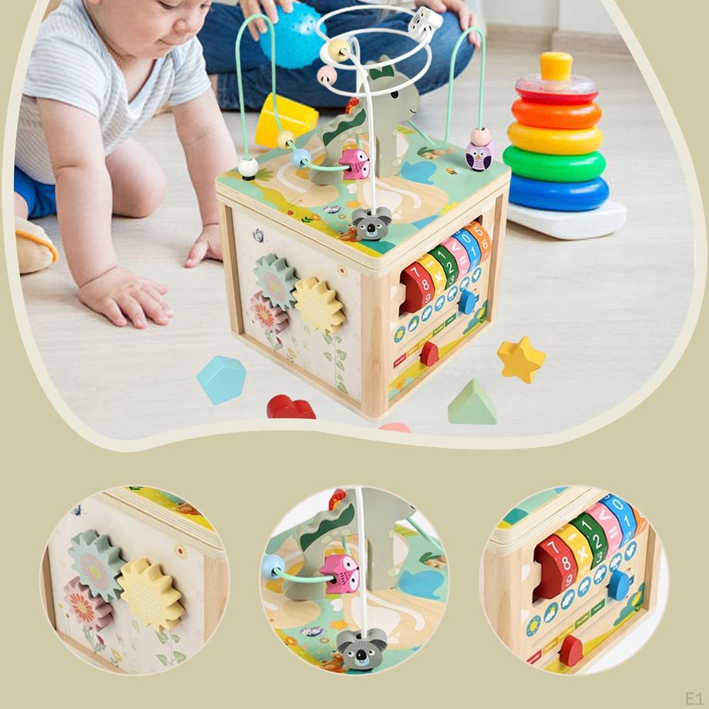 Activity Cube Bead Maze Rotating Gear Educational Portable Sensory Toy Kids Play for