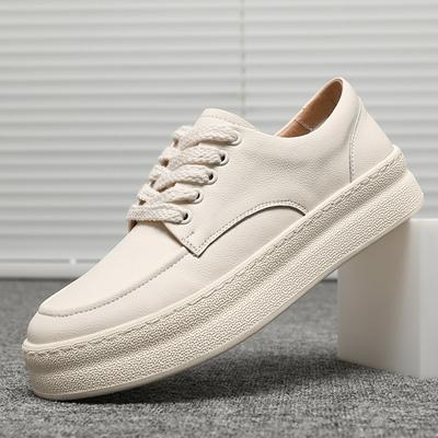 Mode Nya Herr Vita All-Match Snörning Plattform Höjdökande Vardagsskor Manlig Mode Plattor Mockasiner Sport Gående Sneakers