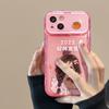The Orange Girl of Thought Is Suitable for IPhone 16pro Phone Case 15, Flip Mirror 14, Transparent Silicone 8, Cute