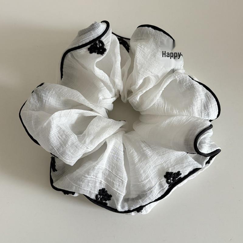 Elegant Retro Embroidered Floral Hair Tie for Low Ponytails