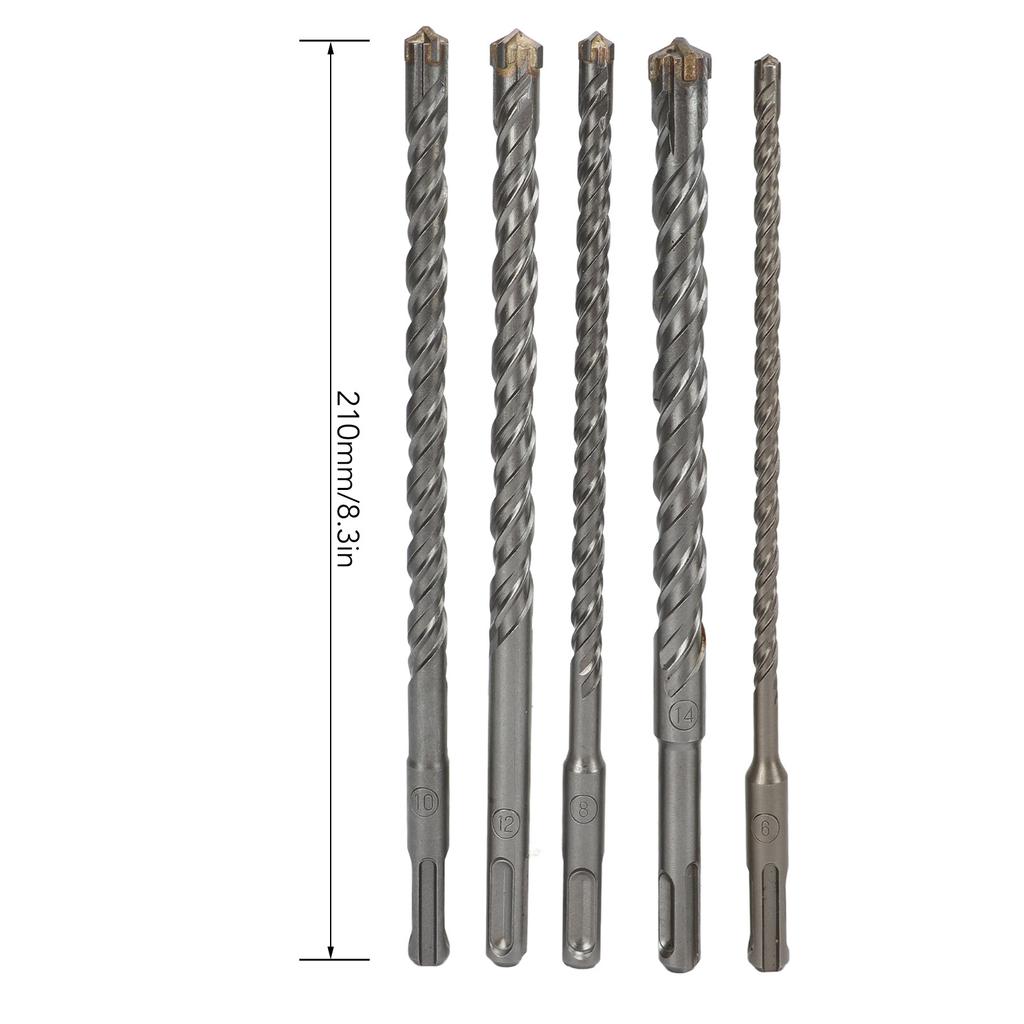 Masonry Drill Bits Carbide Good Strength  210mm Length Spiral 4 Slot High Hardness Rotary Hammer Drill Bit for Concrete