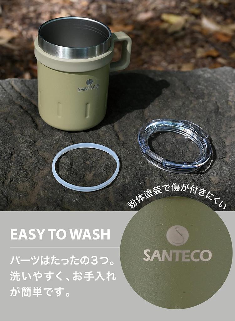 CB JAPAN Mug with Vacuum Stainless Keeps Hot or KEMI SANTECO Lid, Insulated, Steel, Double-Walled, Beige, 350ml, Cold, Mug,