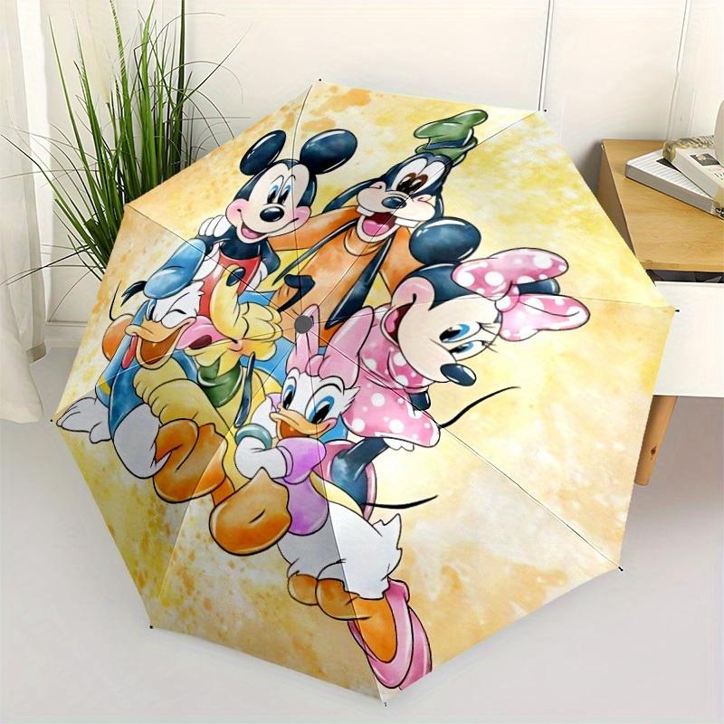 1pc Mickey, MinnieDesign Automatic Open/close Folding Umbrella - Compact Travel Umbrella, Heavy-Duty 8-Rib Construction