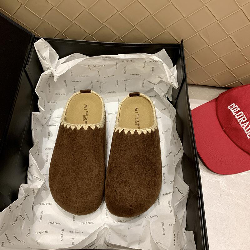 Retro woven Boken half slippers 2025 early autumn new lace thick bottom lazy feeling increased lazy bag head drag