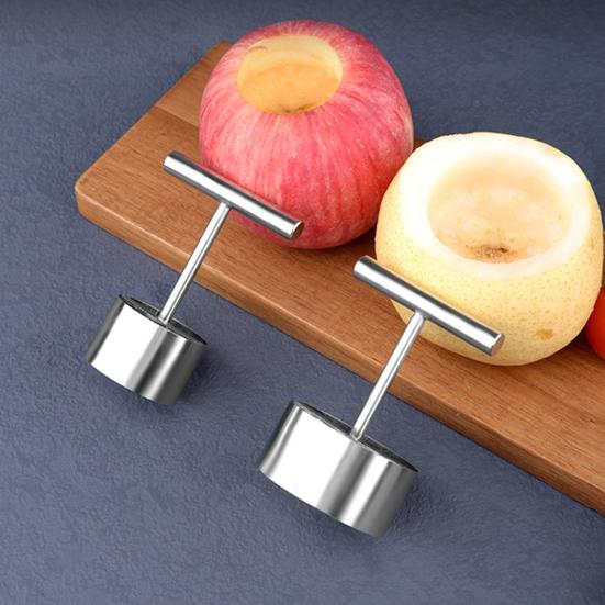 Fruit Core Puller Anti-slip Cozy Grip Food Grade Stainless Steel Fruit Corer Punching Silver Color Peach Pear Core Remover Tool Kitchen Gadgets