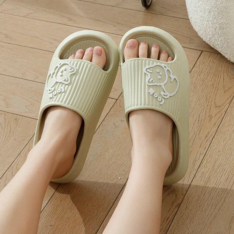 Men Women Slippers Cat Cartoon Bathroom Shower Non-Slip Bear Cartoon Flip-Flops Beach Women Slippers Sandals Slippers