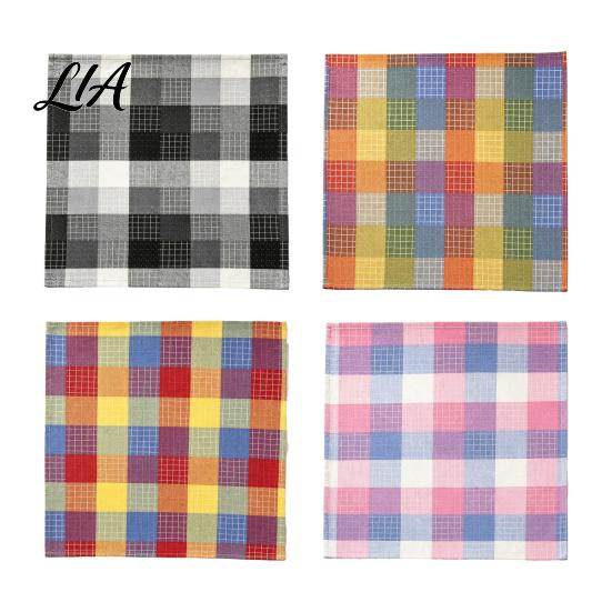 Foldable Napkins for Banquet Colorful Buffalo Check Napkin, Plaid Cotton Linen Retro Washable Cloth Christmas Napkin Dinner Table, Wedding, Party, 16