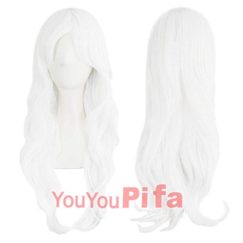 Long Curly Cosplay Wig for Women - 70cm, Gold/Pink/Blue, Realistic Full Wig with Headband