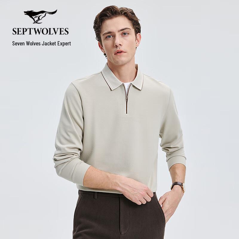 Septwolves Men s Jacquard Long-Sleeve Polo Shirt XXL