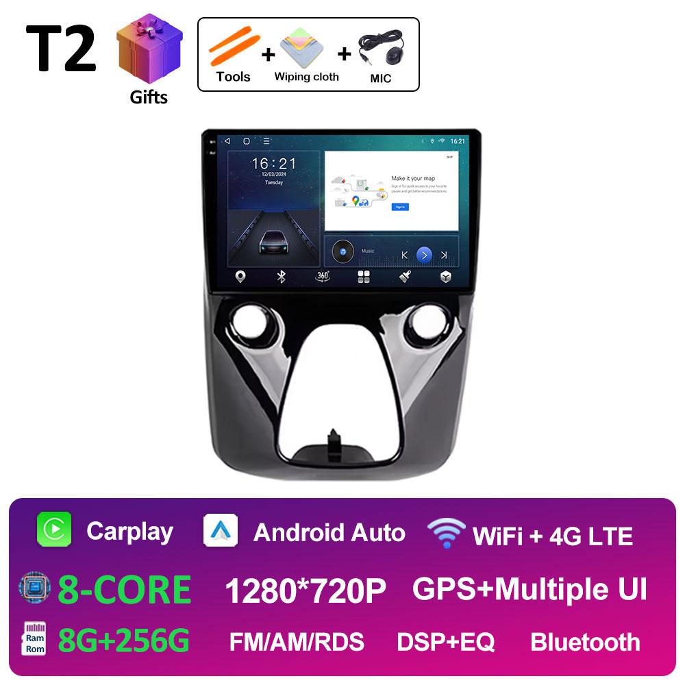 Car Audio Multimedia Radio Player For Peugeot 108 For Toyota Aygo B40 2014 2015 2016 - 2021 Android 14 Wireless Carplay NO 2 Din