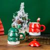 Caneca de Café Cerâmica Árvore de Natal Caneca Escritório Canecas de Café Fofas e Caneca Suprimentos para Casal Caneca Presente de Natal Reutilizável Durável