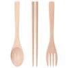 3PCS/Set Spoon Fork Chopstick Kitchen Cutlery Set Wooden Tableware for Travel Home Hotel