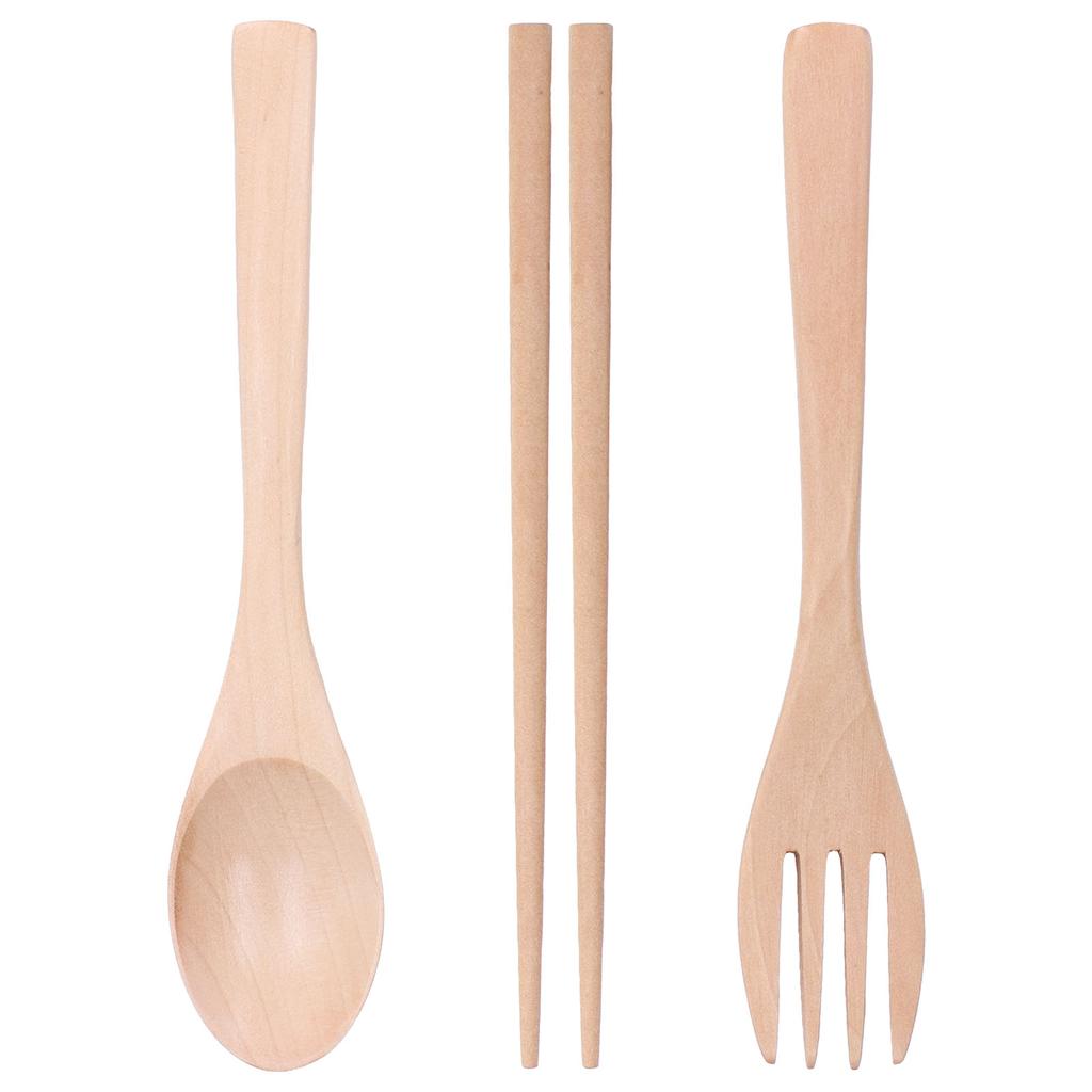 3PCS/Set Spoon Fork Chopstick Kitchen Cutlery Set Wooden Tableware for Travel Home Hotel