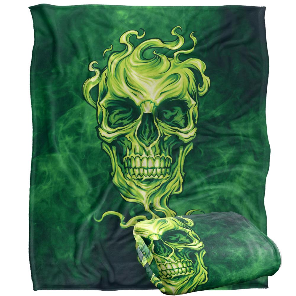 JQ Licensing Glowing Green Silky Skull Supersoft Blanket