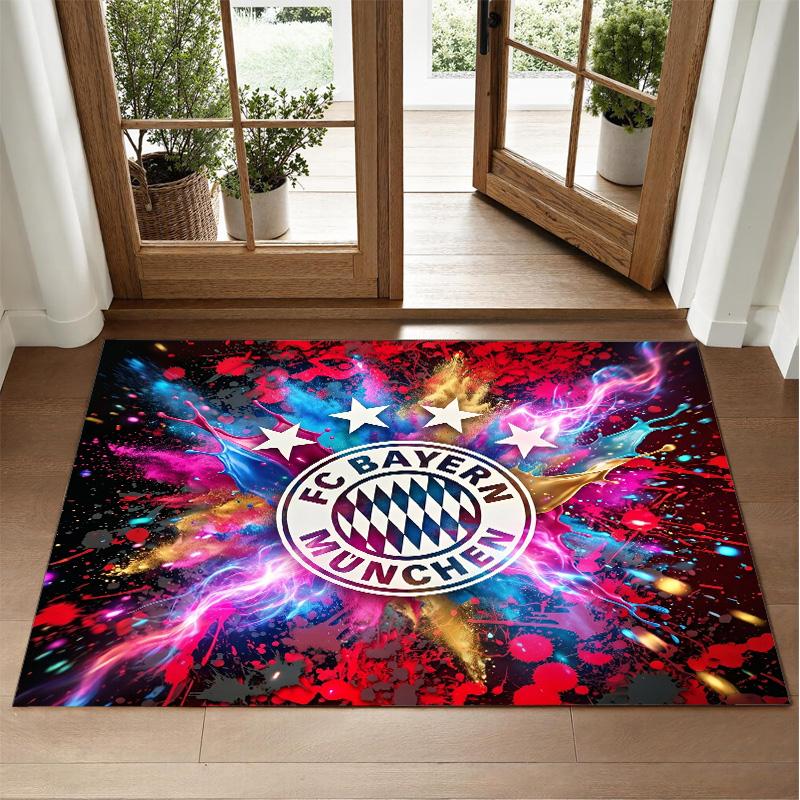 Bayern Munich Design Crystal Velvet Rug Soft Decorative Mat for Bedroom Entrance