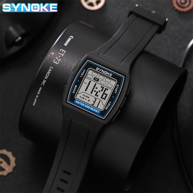 Top Brand New Square Retro Sports Electronic Watch Men's Multifunctional Luminous Waterproof Outdoor Watch