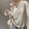 Women's Long Sleeve T-Shirt Asymmetrical Collar Bow Lace Patchwork Loose Spring Sun Protection Top