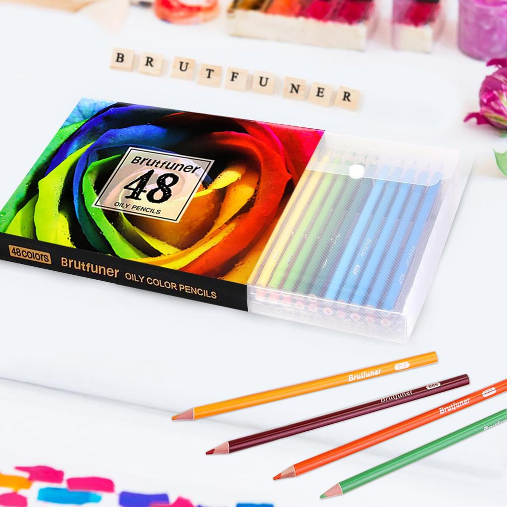 Colored Pencils Set for Kids and Perfect for Beginners and Soft Gift Includes Pencil Sharpener 48-Color Oil-Based Adults, Professionals, Cores, Set,