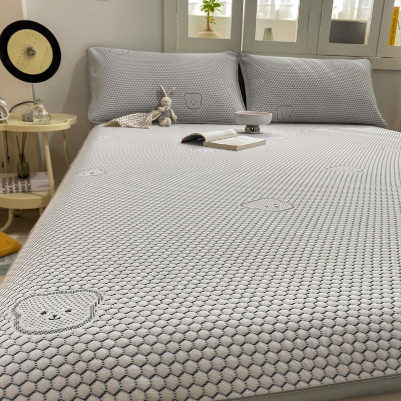 Summer Natural Latex Cooling Pad Mat Cool Cartoon Bear Printing Silk pad Foldable Sheet Air Conditioning Soft Pad Home Textile