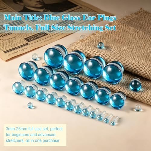 BodyAce Glass Ear Gauges Set Single Flare Plugs O-Rings 8G-9/16 Green 14mm 2Pcs