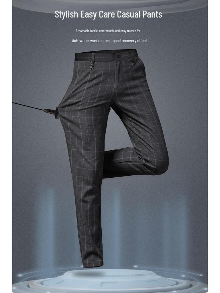 2023 Herren Slim Fit Kariert Eisseide Frühling-Sommer Freizeit Hose