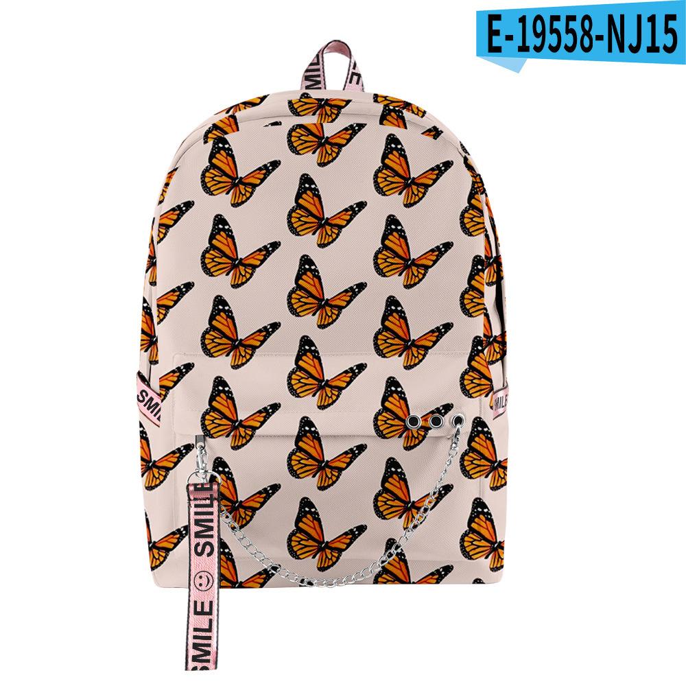 Cartoon Youthful School Bags Unisex Funny Butterfly Travel Bags 3D Print Oxford Waterproof Notebook Shoulder Backpacks