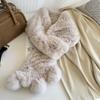 Korean Real Rex Rabbit Fur Woven Scarf Double-sided Thickened Warm Fur Scarf Cute Ball Fur Collar Children