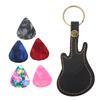 Portable Leather Brass Guitar Pick Bag Sleeve Holder Including Pick Accessories (Black)