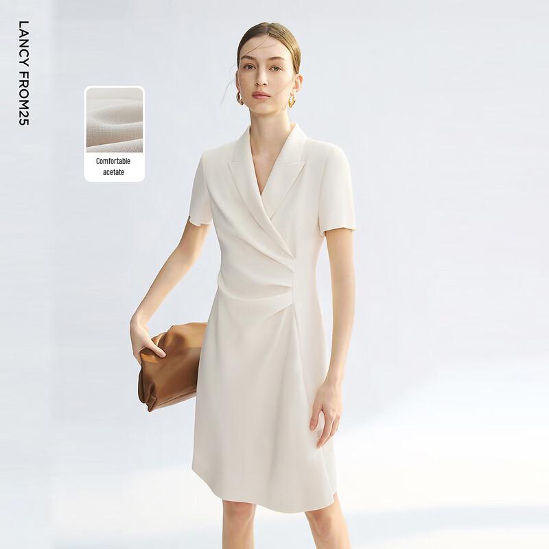 LANCY Notched Lapel Acetate Blend Suit Dress