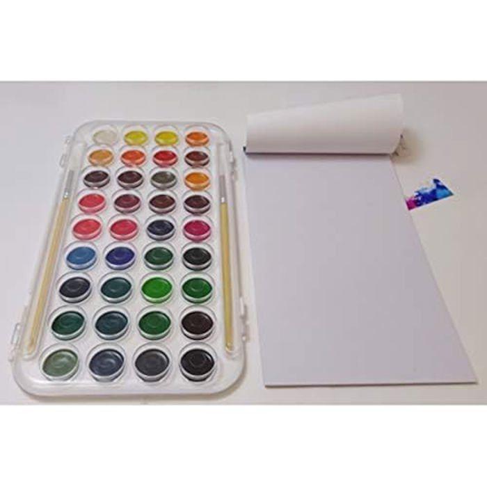 Coffret de peinture à l'eau - DIFUZED - Aquarel 36 couleurs - 2 pinceaux - 5 feuilles - Mixte