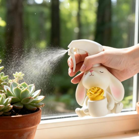 Cute Rabbit Spray Bottle, Fine Mist Water Sprayer, 280ml Plant Mister Gardening Mister Bottle for Flower Watering Home Cleaning