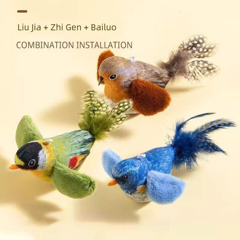 

Cat Toy Cat Teaser Artificial Will Call Bird Toy Kittens Self-Hi Relieving Stuffy Handy Gadget Scratch-Resistant Pet Supplies Grey Bailo + Green Willow Warbler = 2