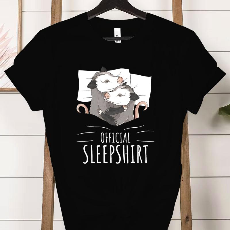 Opossum Official Sleepshirt Graphic T Shirts Women Cute Possum Lover Gift Fashion Casual Tshirt Sleeping Possum Classic Tops