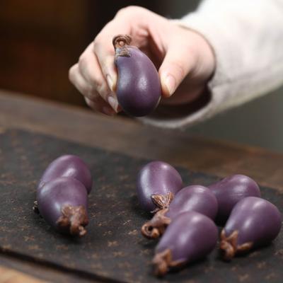 Purple Sand Eggplant Tea Pet Handmade Bionic Plant Vegetables Melon Fruit Tea Pet Decoration Arts and Crafts Teaware Sculpture