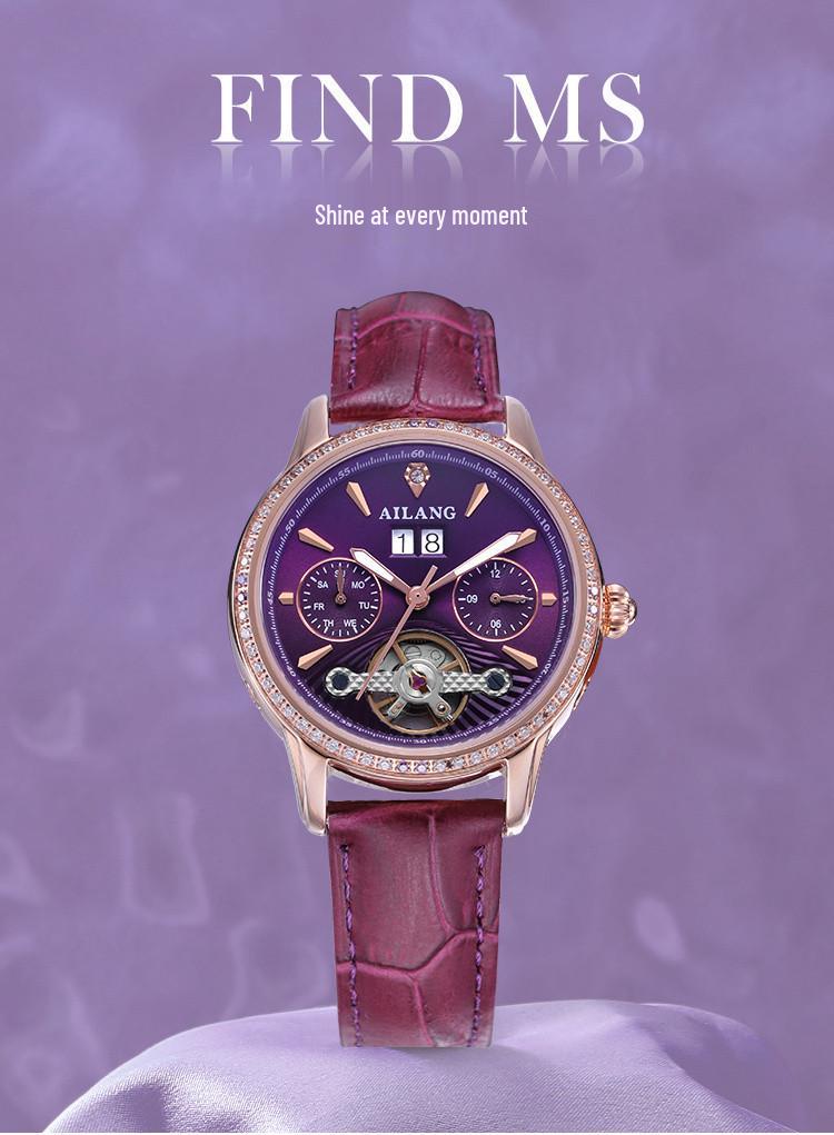AI Lang Ladies' Diamond-Studded Automatic Watch - Fashionable, Multifunctional, Waterproof Wristwatch