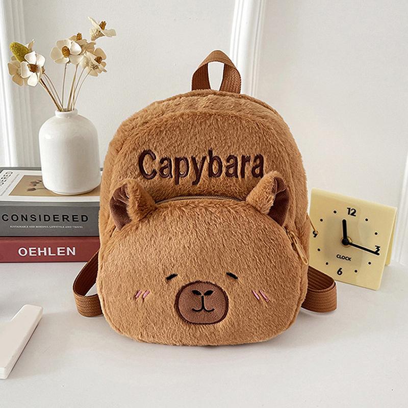 Capybara Doll Plush Backpacks Portable Cartoon Animals Cute Capybara Backpack Plush Women Bag Gift For Girls Kids