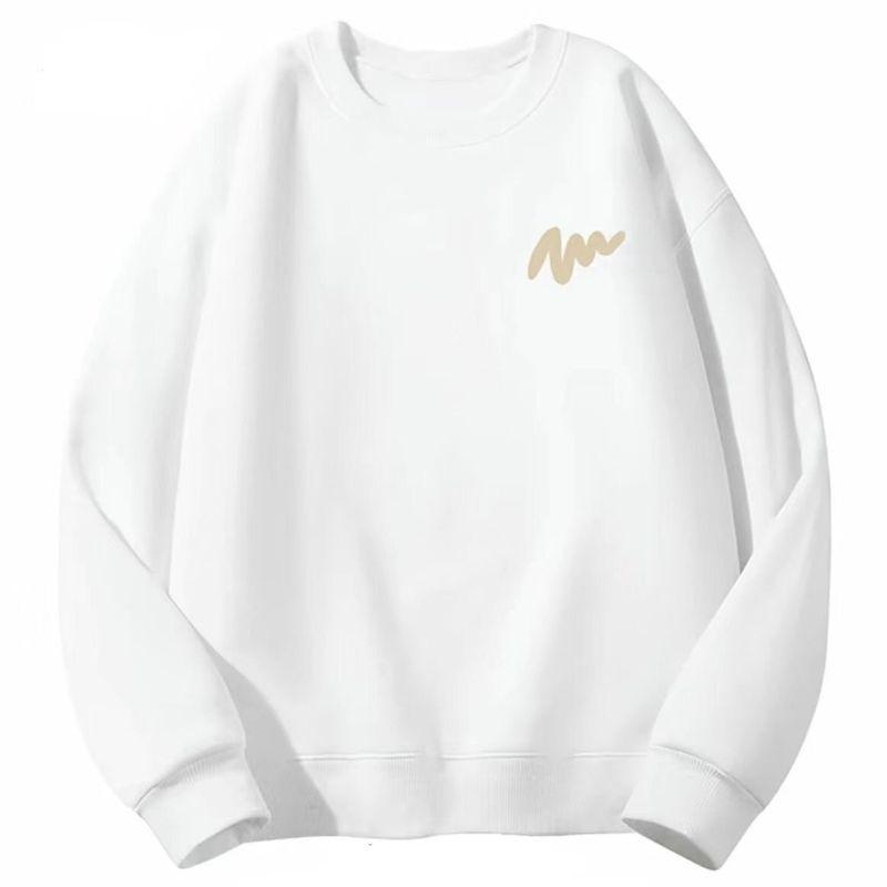 Brand Simple Round-Neck Sweatshirt for Men and Women, Spring and Autumn Style, Fleece-Lined, Loose and Versatile, Men's Top, Trendy Men's Clothing