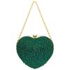 Luxury Diamond Inlay Heart Shape Crystal Clutch Purse Stones Evening Wedding Party Shoulder Bag Handle Rhinestone Mini Handbags