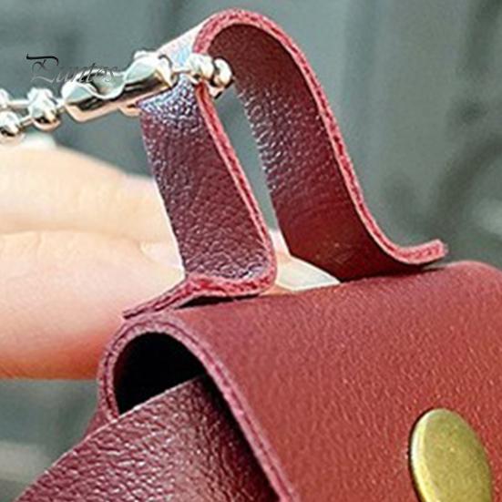 Compact Coin Holder Keychain Mini Dumpling Bag Purse Security Snap Detachable Wrist Strap Waterproof Imitation Leather Small Wallet Key Chain