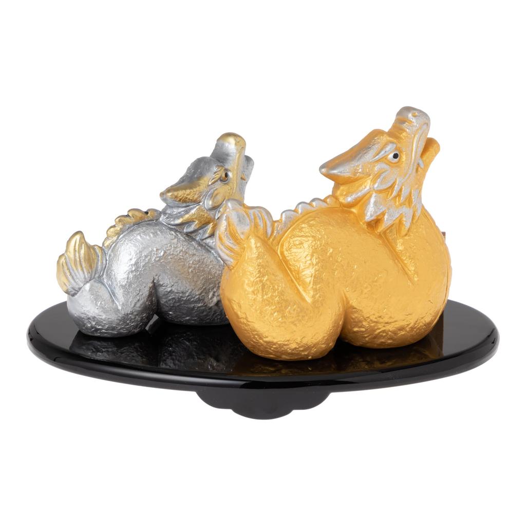 Seto Togei 2024 Zodiac Compact Dragon New Good Gold and Yosai Shoho 143 Co., Ltd. Ornament, Figurine, Year's Decoration, Luck, Silver, Fukutatsu,