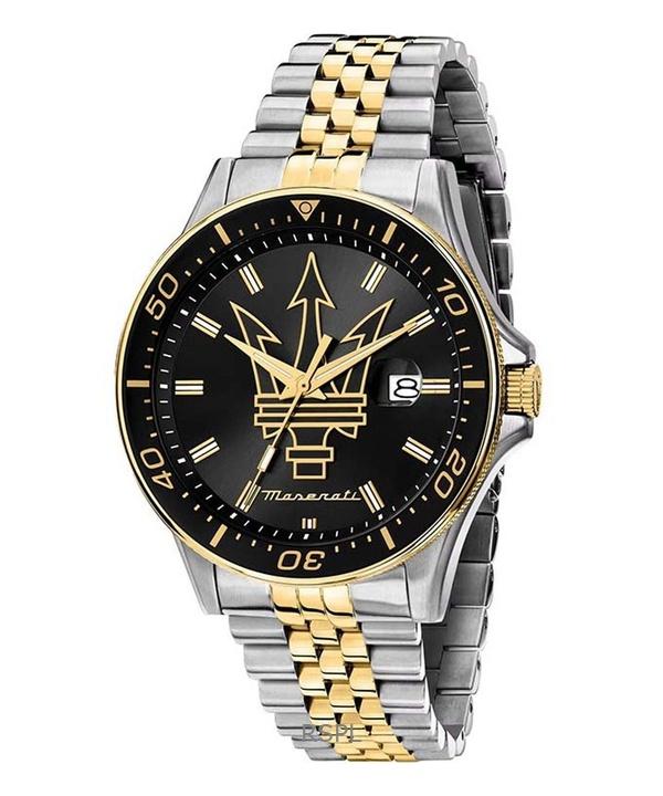 Maserati Sfida Two Tone Stainless Steel Black Sunray Dial Quartz R8853140009 100M Men's Watch