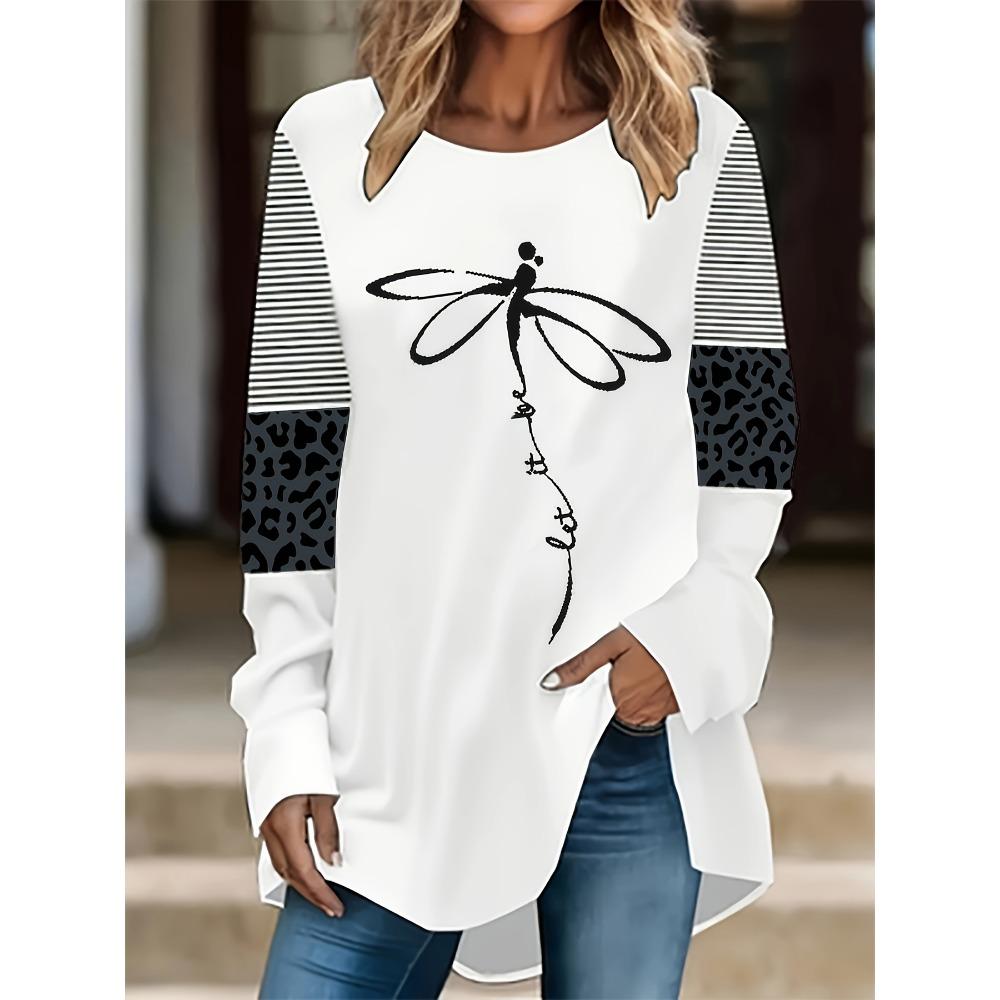 

Женская повседневная футболка с длинным рукавом и круглым вырезом для весенней, летней и осенней моды 5XL