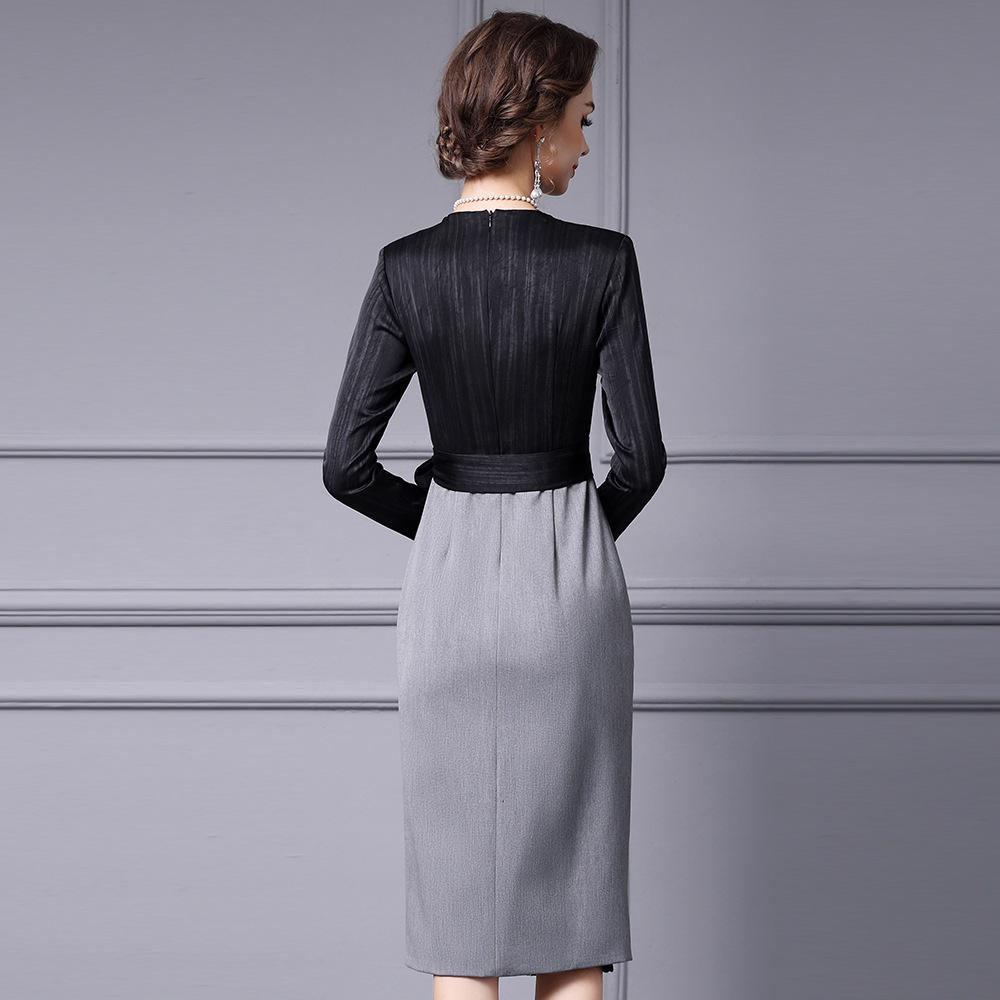 Zhili Elegant High-End Lace Splice Slimming Dress, Formal Hip Skirt, 2025 Style