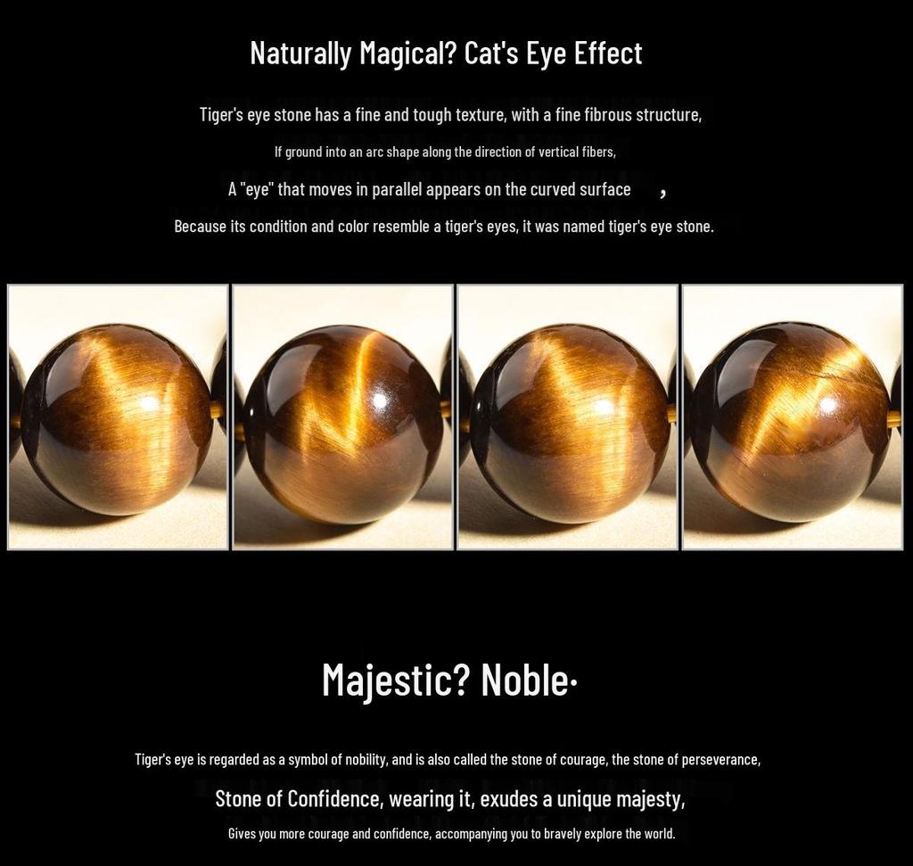 Natural Tiger Eye & Black Agate Stone Bracelet for Men, Women, and Girls - Round Beads Friendship Gift
