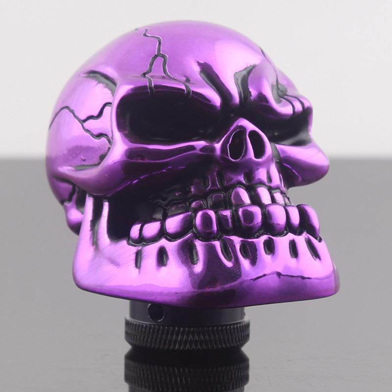 Car Accessories Purple Skull Head Manual Stick Gear Shift Knob Modification Gear Shifter Lever Car Hand Brake Cases Universal